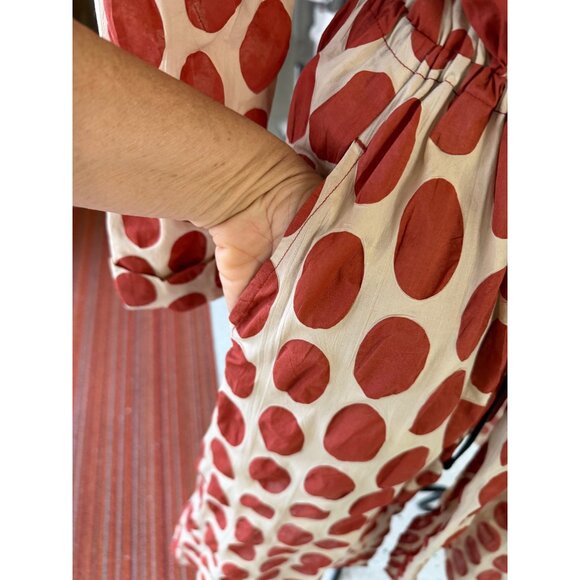 Moyuru Womens Polka Dot Tunic One-piece Dress Size M/L Burnt Orange Cotton - Picture 9 of 16